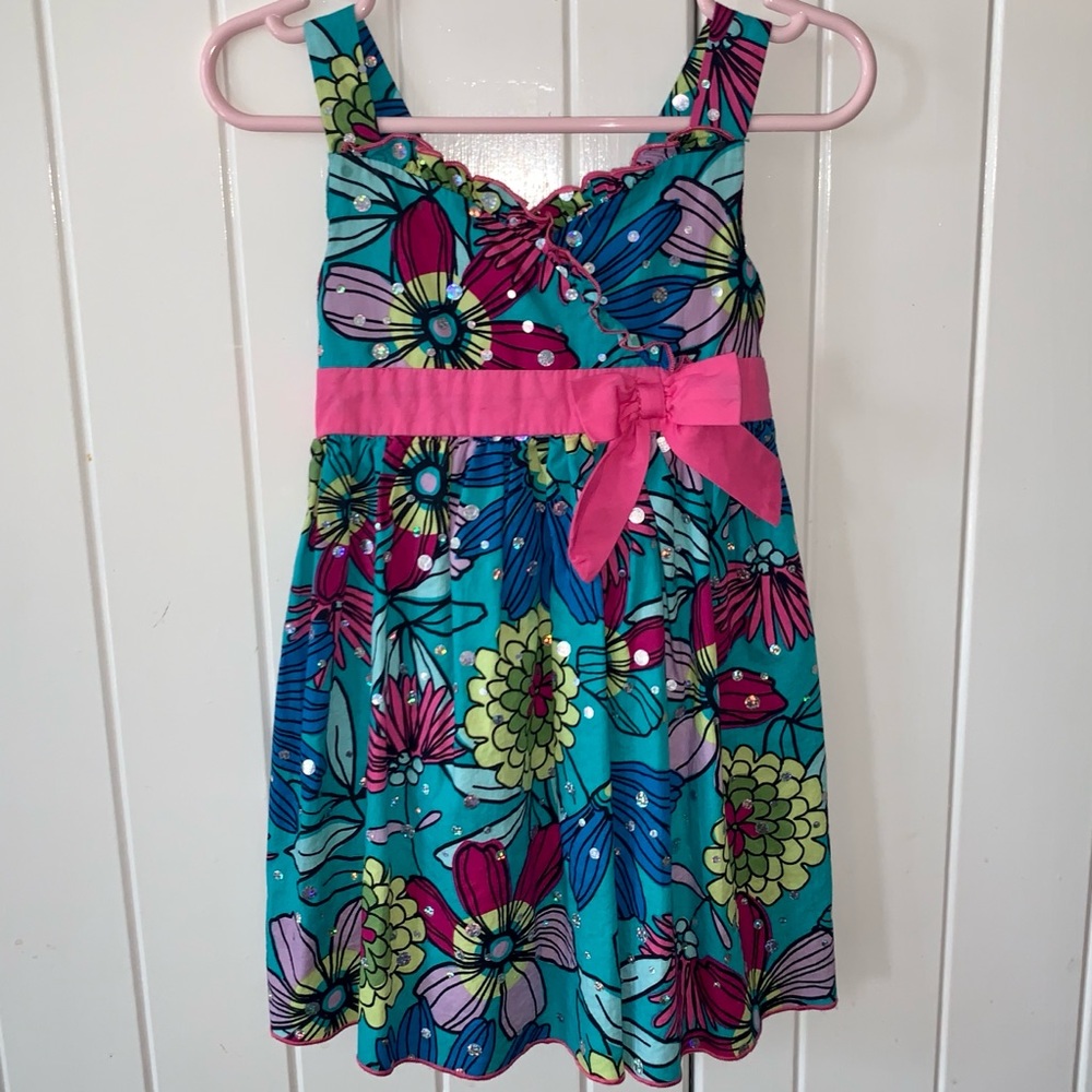 2T Bright Floral Sequined Sundress